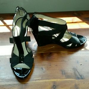 Donald J. Pliner, Black Patent Leather, Wedge Heel